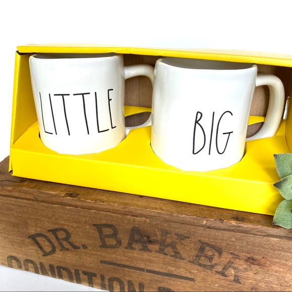 NEW Rae Dunn Big Little Coffee Tea Cups Mugs White
